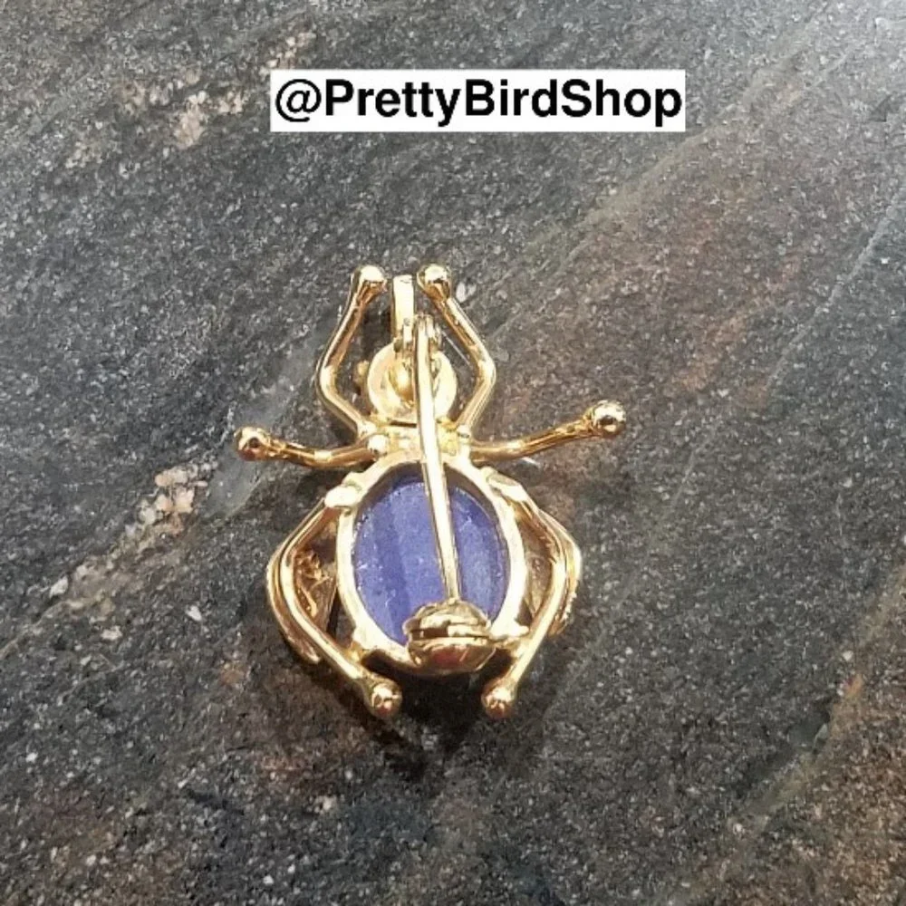 18K Gold Lapis Lazuli BEE Vintage pin new artisan RARE brooch animal bumblebee